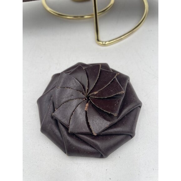 Brown Faux Leather Handbag by AMERICAN MODES Gold Clasp & Matching Coin Purse - Picture 2 of 14